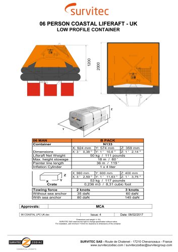 06 PERSON COASTAL LIFERAFT - UK LOW PROFILE CONTAINER