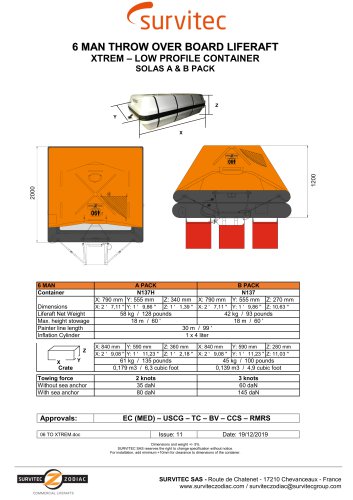 6 MAN THROW OVER BOARD LIFERAFT XTREM – LOW PROFILE CONTAINER