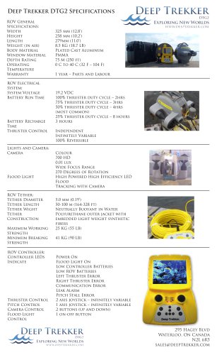 Deep Trekker DTG2 Specifications