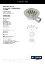 491.200.050 S ADJUSTABLE CABIN DRAIN SQUARE