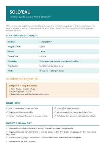 Fiche technique Solo'eau