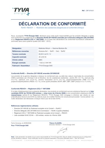 Certification REACH et ROHS