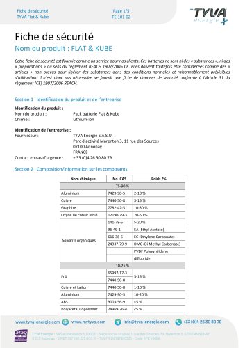 FDS (Fiche de donn&eacute;es et s&eacute;curit&eacute;) 