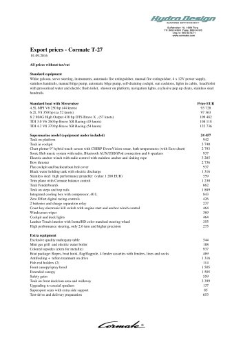 Export prices - Cormate T-27