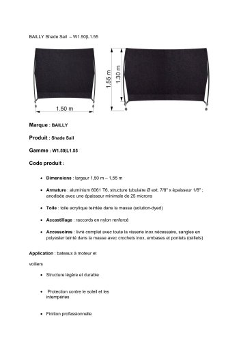Shade sail W1,50 L1,55