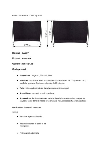 Shade sail W1,75 L1,55