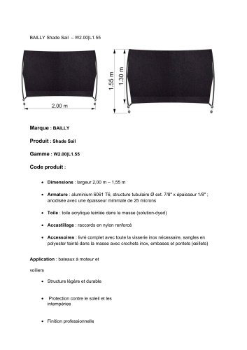 Shade sail W2,0 L1,55